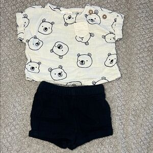 Cute Bear Print Baby Outfit
